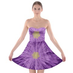 Purple Flower Floral Purple Flowers Strapless Bra Top Dress by Nexatart