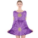 Purple Flower Floral Purple Flowers Long Sleeve Velvet Skater Dress View1