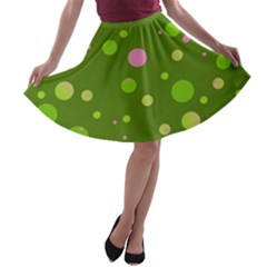 Decorative Dots Pattern A-line Skater Skirt by ValentinaDesign