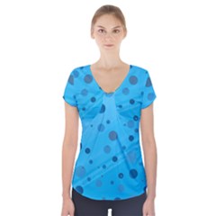 Decorative Dots Pattern Short Sleeve Front Detail Top by ValentinaDesign