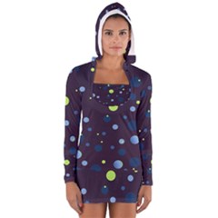 Decorative Dots Pattern Women s Long Sleeve Hooded T-shirt by ValentinaDesign