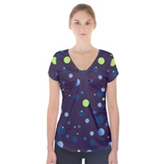 Decorative Dots Pattern Short Sleeve Front Detail Top by ValentinaDesign