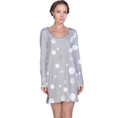 Decorative Dots Pattern Long Sleeve Nightdress