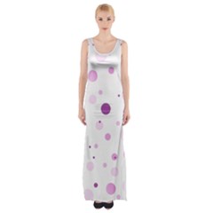 Decorative Dots Pattern Maxi Thigh Split Dress by ValentinaDesign