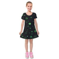 Decorative dots pattern Kids  Short Sleeve Velvet Dress