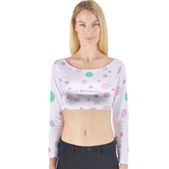 Decorative Dots Pattern Long Sleeve Crop Top by ValentinaDesign