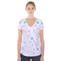 Decorative Dots Pattern Short Sleeve Front Detail Top by ValentinaDesign