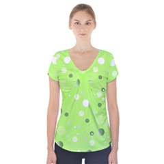 Decorative Dots Pattern Short Sleeve Front Detail Top by ValentinaDesign