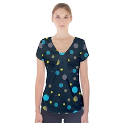 Decorative Dots Pattern Short Sleeve Front Detail Top by ValentinaDesign