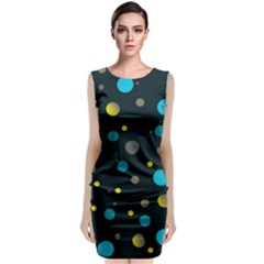 Decorative Dots Pattern Sleeveless Velvet Midi Dress by ValentinaDesign