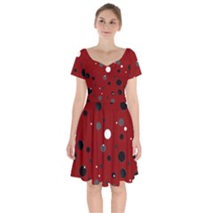 Decorative Dots Pattern Short Sleeve Bardot Dress by ValentinaDesign