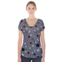 Decorative dots pattern Short Sleeve Front Detail Top View1
