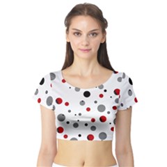 Decorative dots pattern Short Sleeve Crop Top (Tight Fit)