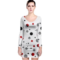 Decorative dots pattern Long Sleeve Bodycon Dress