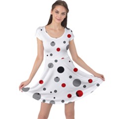 Decorative dots pattern Cap Sleeve Dresses