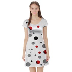 Decorative dots pattern Short Sleeve Skater Dress