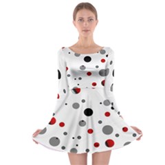 Decorative dots pattern Long Sleeve Skater Dress