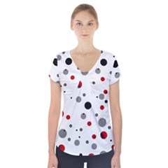 Decorative dots pattern Short Sleeve Front Detail Top