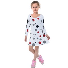 Decorative dots pattern Kids  Long Sleeve Velvet Dress