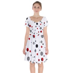 Decorative dots pattern Short Sleeve Bardot Dress