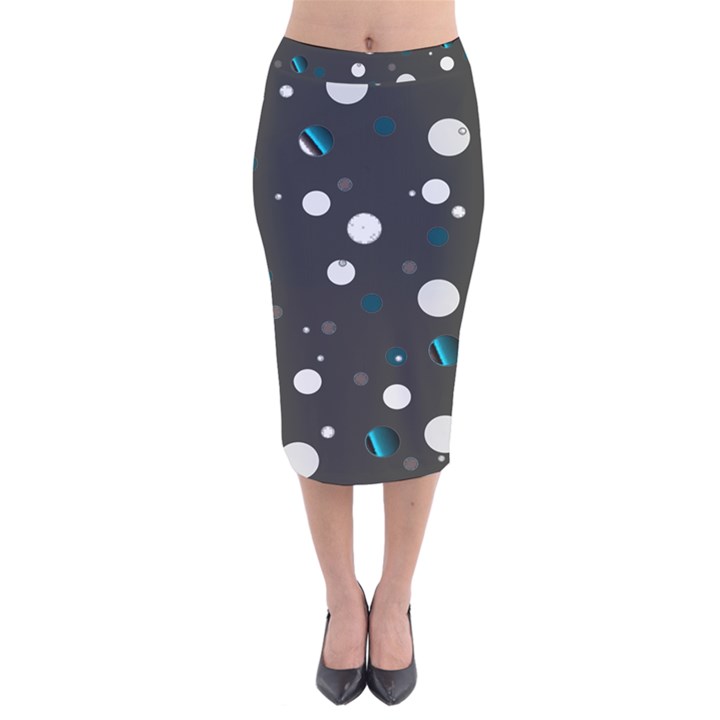Decorative dots pattern Velvet Midi Pencil Skirt