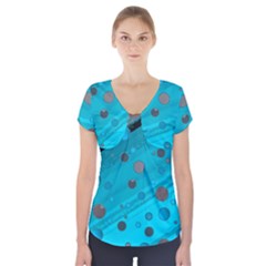 Decorative Dots Pattern Short Sleeve Front Detail Top by ValentinaDesign