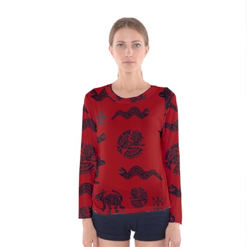 Aztecs Pattern Women s Long Sleeve Tee by ValentinaDesign