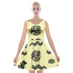 Aztecs pattern Velvet Skater Dress