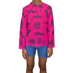 Aztecs Pattern Kids  Long Sleeve Swimwear by ValentinaDesign