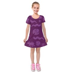 Aztecs Pattern Kids  Short Sleeve Velvet Dress by ValentinaDesign