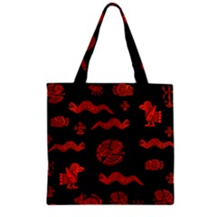 Aztecs Pattern Zipper Grocery Tote Bag by ValentinaDesign