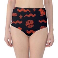 Aztecs Pattern High-waist Bikini Bottoms