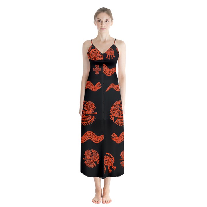 Aztecs pattern Chiffon Maxi Dress