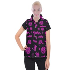 Aztecs Pattern Women s Button Up Puffer Vest