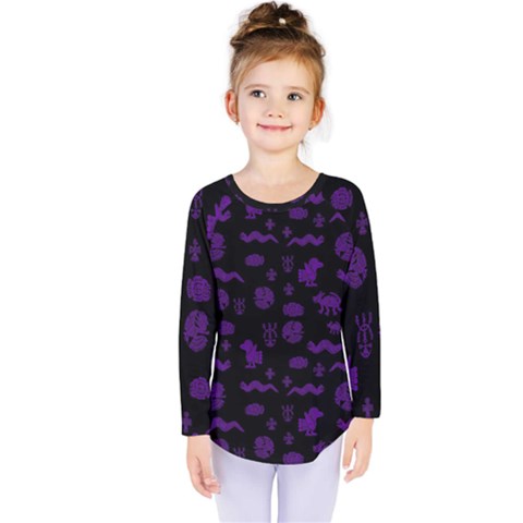 Aztecs Pattern Kids  Long Sleeve Tee by ValentinaDesign