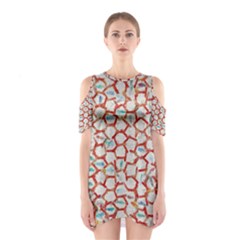 Honeycomb Pattern             Women s Cutout Shoulder Dress by LalyLauraFLM