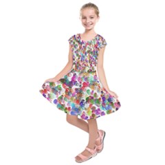 Colorful Spirals On A White Background                 Kids  Short Sleeve Dress