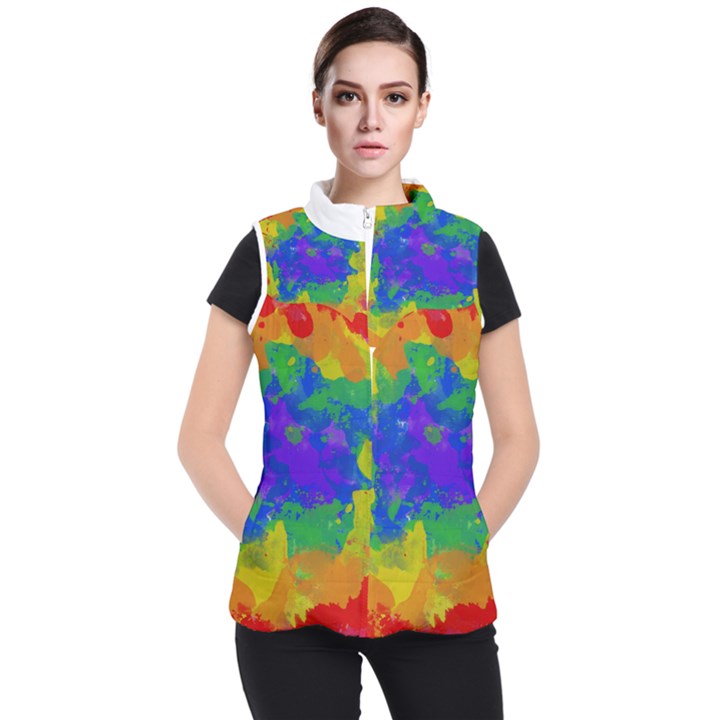 Colorful paint texture     Women s Puffer Vest