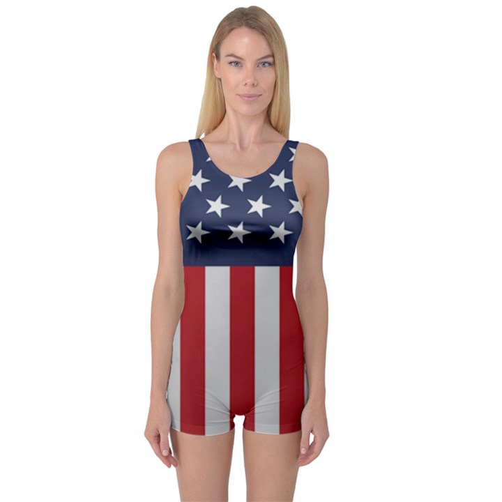 Flag Star Line2 Flag Stars One Piece Boyleg Swimsuit