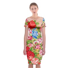 Beautiful Roses Collage Classic Short Sleeve Midi Dress by LovelyDesigns4U