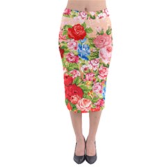 Beautiful Roses Collage Midi Pencil Skirt