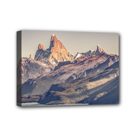 Fitz Roy And Poincenot Mountains Lake View   Patagonia Mini Canvas 7  X 5  by dflcprints