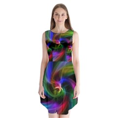 Abstract Art Color Design Lines Sleeveless Chiffon Dress   by Nexatart