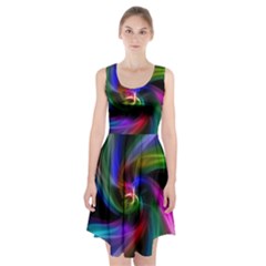 Abstract Art Color Design Lines Racerback Midi Dress