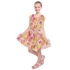 Pretty Painted Pattern Pastel Kids  Short Sleeve Dress by Nexatart