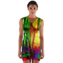 Abstract Vibrant Colour Botany Wrap Front Bodycon Dress View1