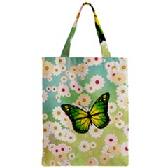 Green Butterfly Zipper Classic Tote Bag by linceazul