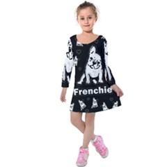 Frenchie Kids  Long Sleeve Velvet Dress by Valentinaart