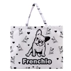 French Bulldog Zipper Large Tote Bag by Valentinaart