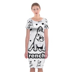 French Bulldog Classic Short Sleeve Midi Dress by Valentinaart